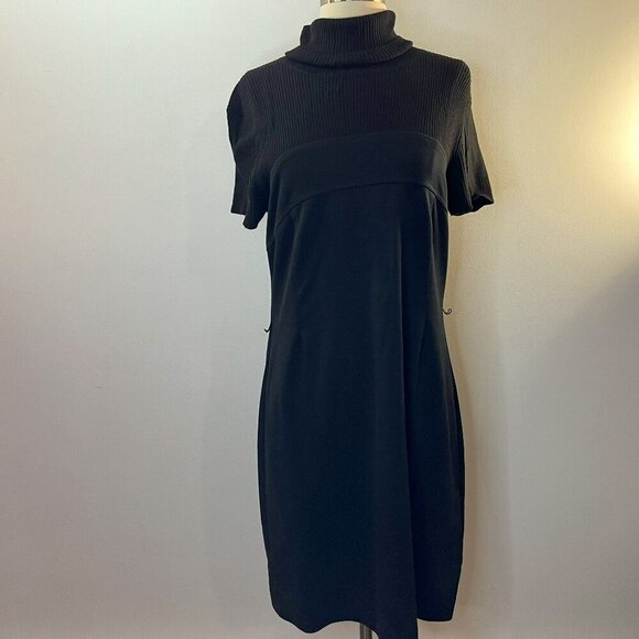 Michael Kors Women's Black Turtleneck Ribbed Upper Dress - Size 8 - Picture 1 of 5